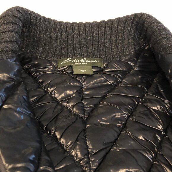 Eddie Bauer Seattle Full Zip Cable Knit Wool Blend Insulated Vest Charcoal Sz M - Picture 9 of 12